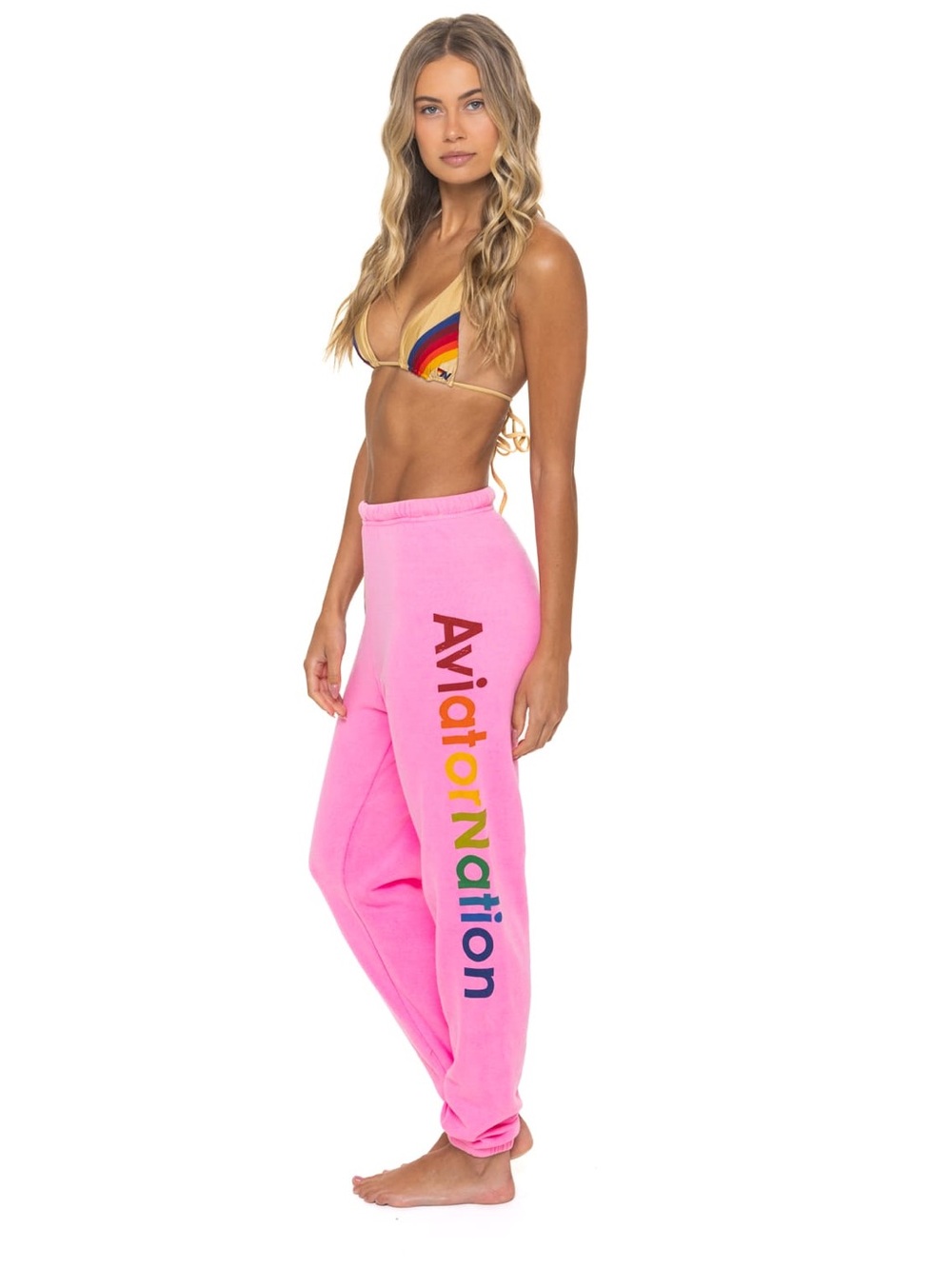 Aviator Nation Neon Pink Logo Sweatpants